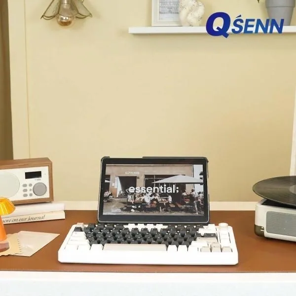 [QSENN] 유.무선.블루투스 기계식 미니키보드, Q75 PBT 풀윤활 가스켓 [블랙/하이무 저소음 바다소금]