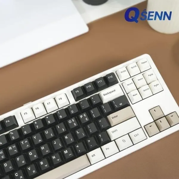 [QSENN] 유,무선 블루투스 기계식 미니키보드, Q87 PBT 풀윤활 가스켓 [화이트, 애플민트축V1]