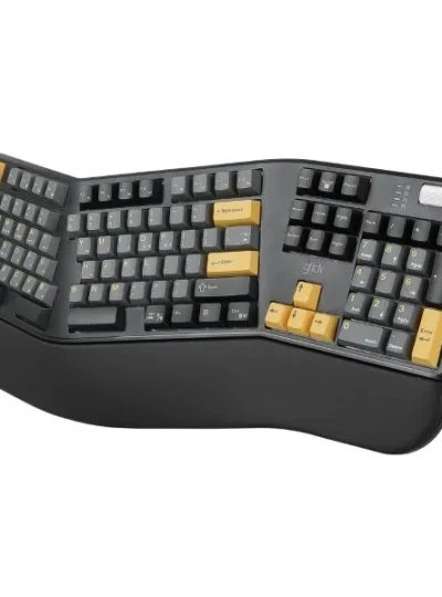 [G-Clicker] 유,무선 블루투스 기계식 키보드, 지클릭커 OFFICEPRO EK600 인체공학 풀윤활 [옐로우 블랙/도각도각]