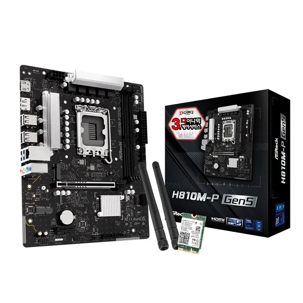 [ASRock] H810M-P Gen5 + WiFi6E 랜카드 패키지 디앤디컴 (인텔H810/M-ATX)