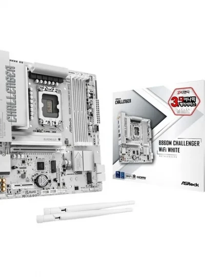 [ASRock] B860M Challenger WiFi 7 White 디앤디컴 (인텔B860/M-ATX)