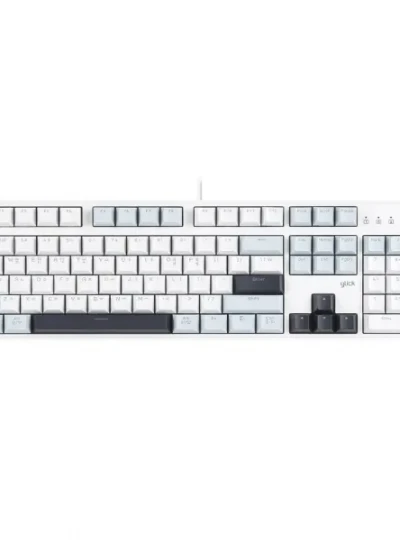 [G-Clicker] 유선 기계식 키보드, 슈퍼히어로 브이옵틱 V104 LED PBT 화이트마린