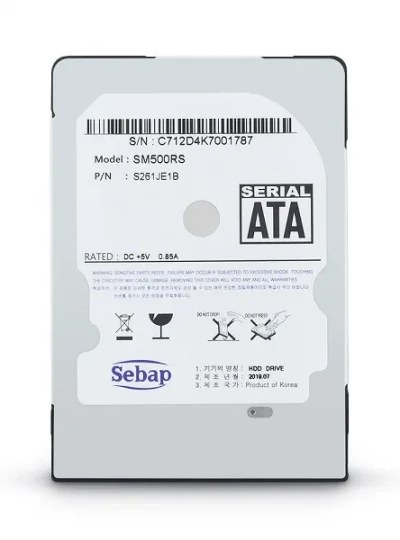[SEBAP] Brillante HDD 500GB SM500RS 노트북용 (2.5HDD/ SATA3/ 5400rpm/ 128MB/ SMR/ 9mm/ 리퍼비시)