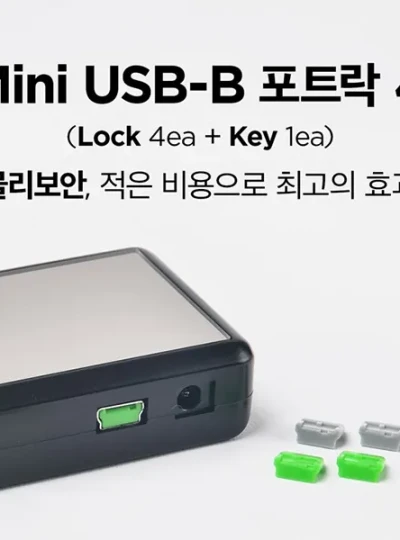 [스마트키퍼] 포트 잠금장치, 스틱형 Mini USB-B 포트 락, 스마트키퍼 UL04PKGY [그레이/미니키1개+커넥터 4개]