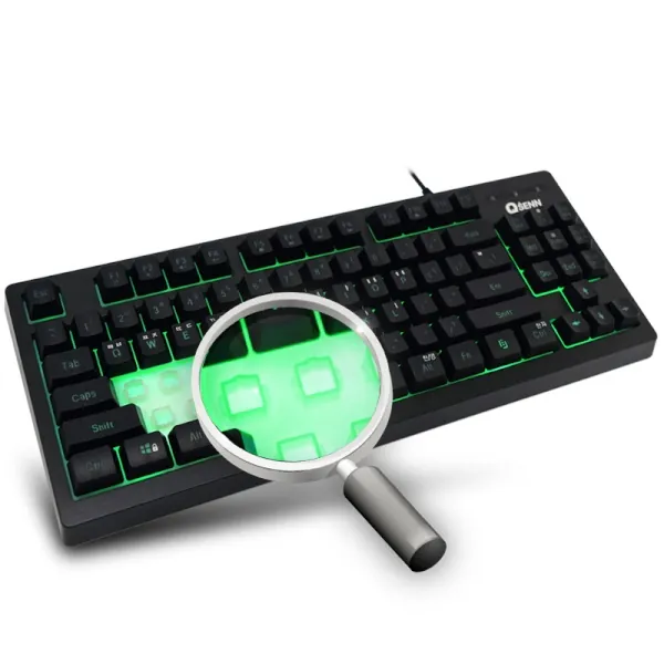 [QSENN] 유선 미니키보드, SEM-DT25T 그린 LED [블랙/USB]